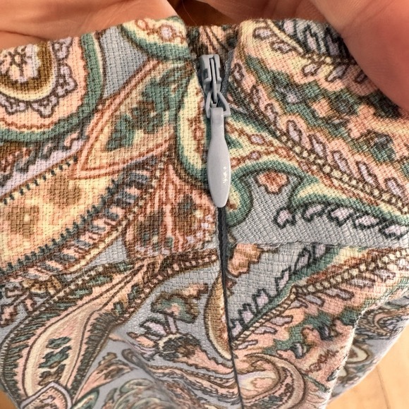 NWT Talbots Blue Paisley Cropped Pants Ankle Size 12 Boho Resort Office Coastal - Picture 8 of 8